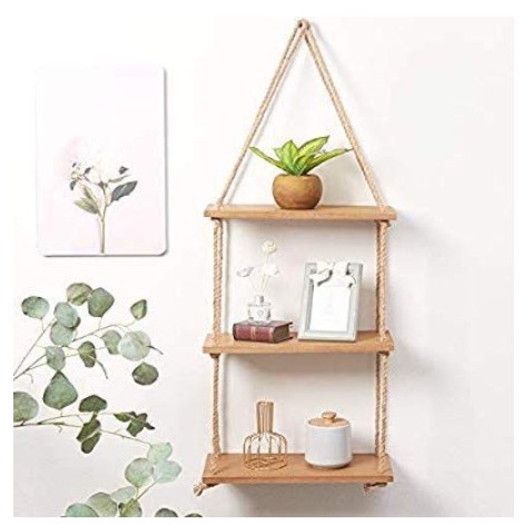 dinding-hiasan- amtali 3 ambalan tali kayu rak dekorasi dinding kamar hiasan gantung -hiasan-