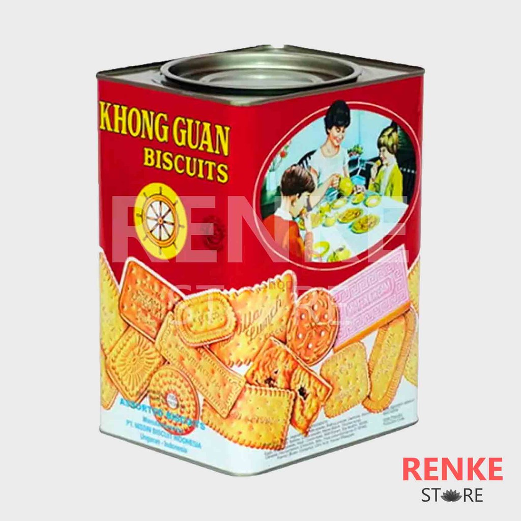 Biskuit Khong Guan Kotak Segi Kong Guan Kaleng Red Assorted 1600 Gram 