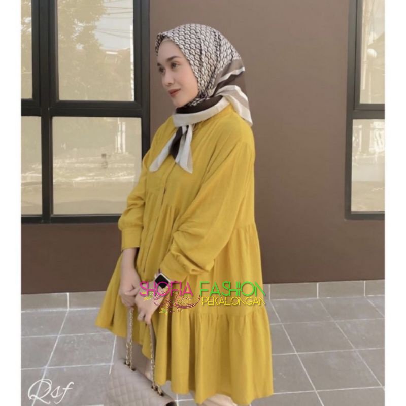 ANNAJA RENITA BLOUSE SHAKILA | DANNY tunik kringkel airflow | kemeja oversize motif