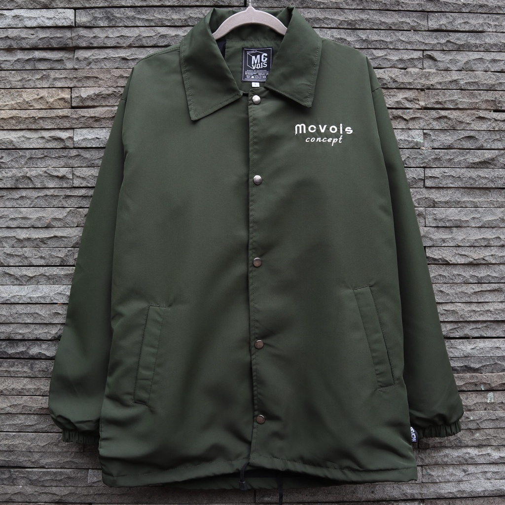 Jaket Coach Winbreaker Mcvois Jaket Pria Taslan Anti Air Premium-Coach Hijau Army