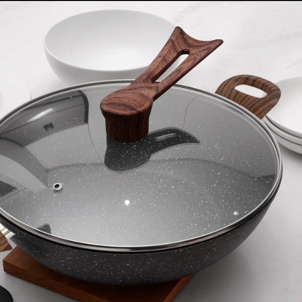 Idealife Wok Cookware 32 cm IL 32WK Wok Pan Marble 32cm IL32WK Induksi