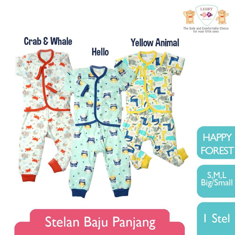 LIBBY Happy Forest Setelan Panjang Bayi Kancing Depan