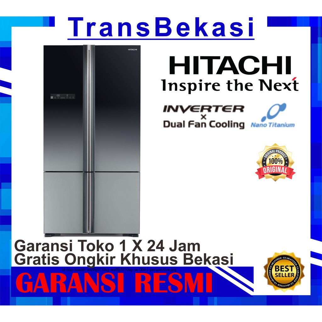 KULKAS 4 PINTU HITACHI R-WB80PGD5 XGR khusus bekasi dan bandung free ongkir