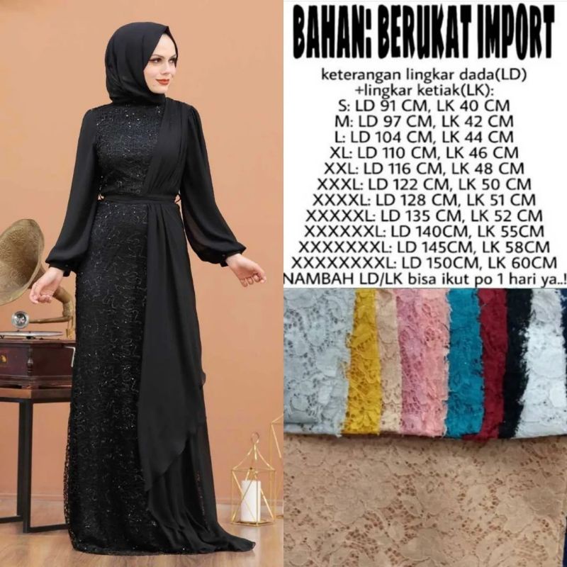 dress pesta brukat mewah ld 150 cm jumbo bigsize