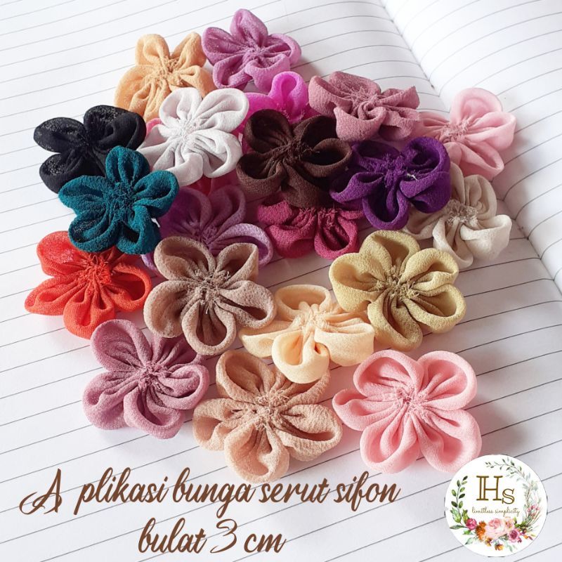 

aplikasi bunga serut sifon 3 cm