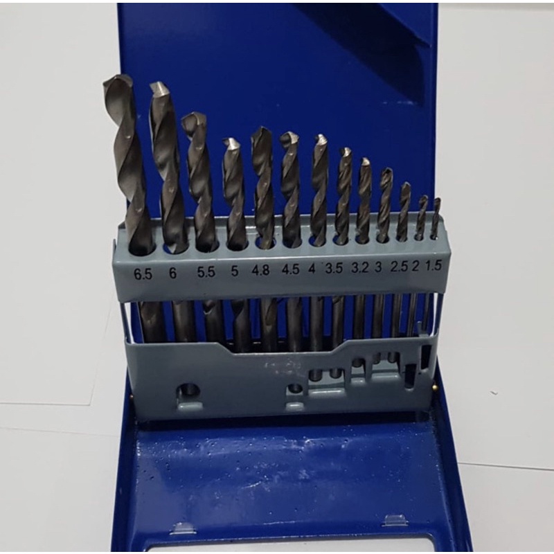 mata bor besi set 13pcs HSS twist drill bit 1.5 - 6..6mm