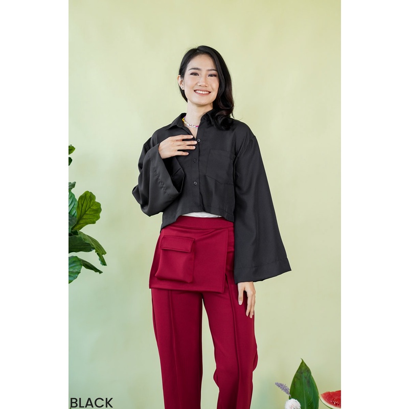 Baley Crop Shirt Blouse Atasan Wanita