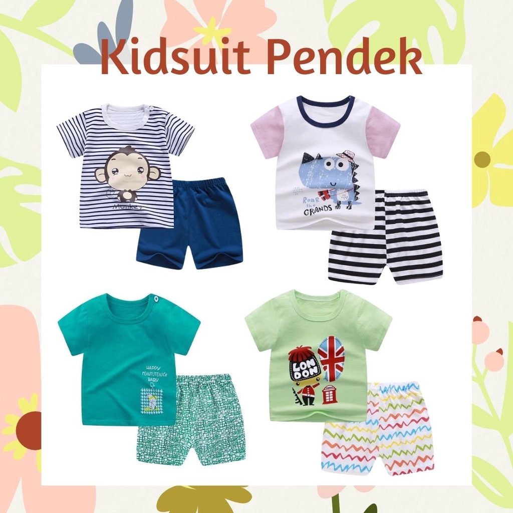 Plazababyku KIDS SUIT PENDEK Setelan Anak / Piyama anak / baju anak laki-laki Import ebv cewek TOT4