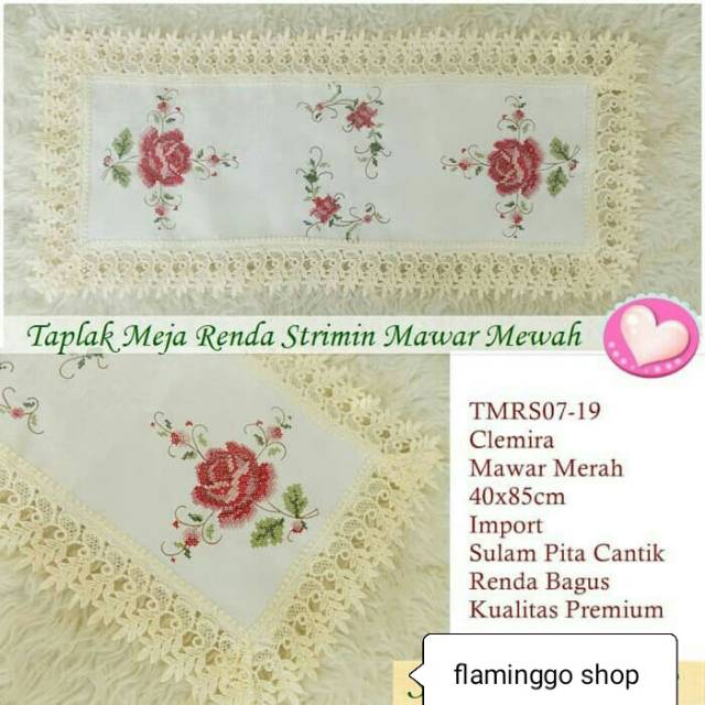 Taplak meja tamu shabbyexsecutif sulam strimin import