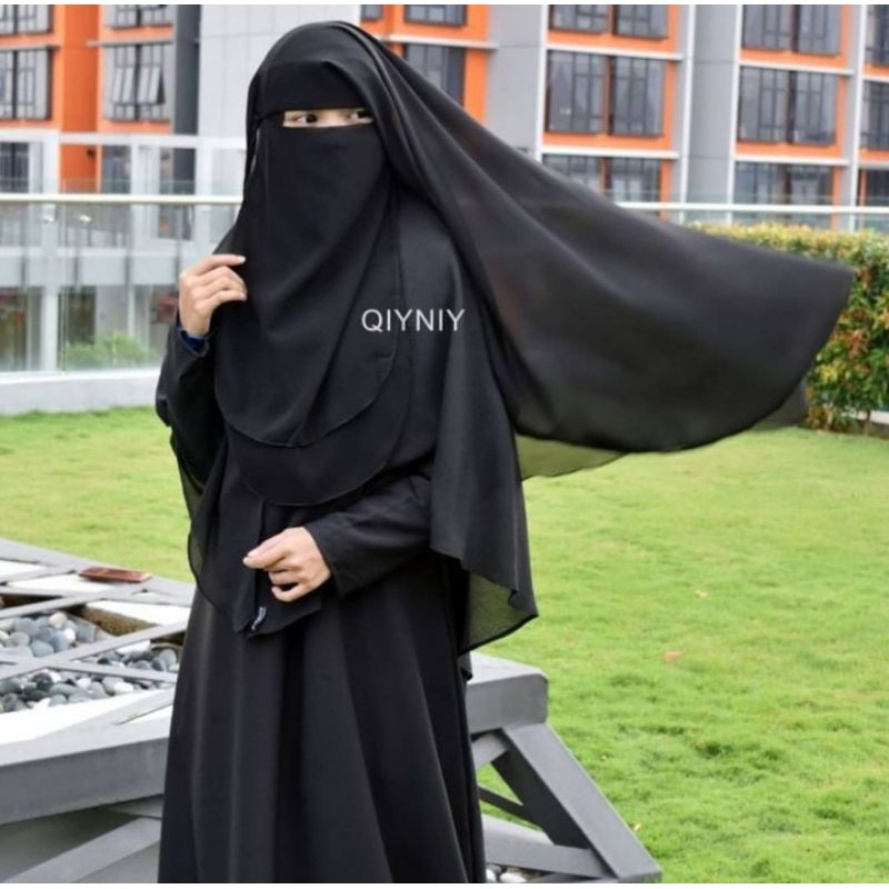 niqob/cadar long yaman  2 layer /cadar cantik tanpa jahitan bawah mata