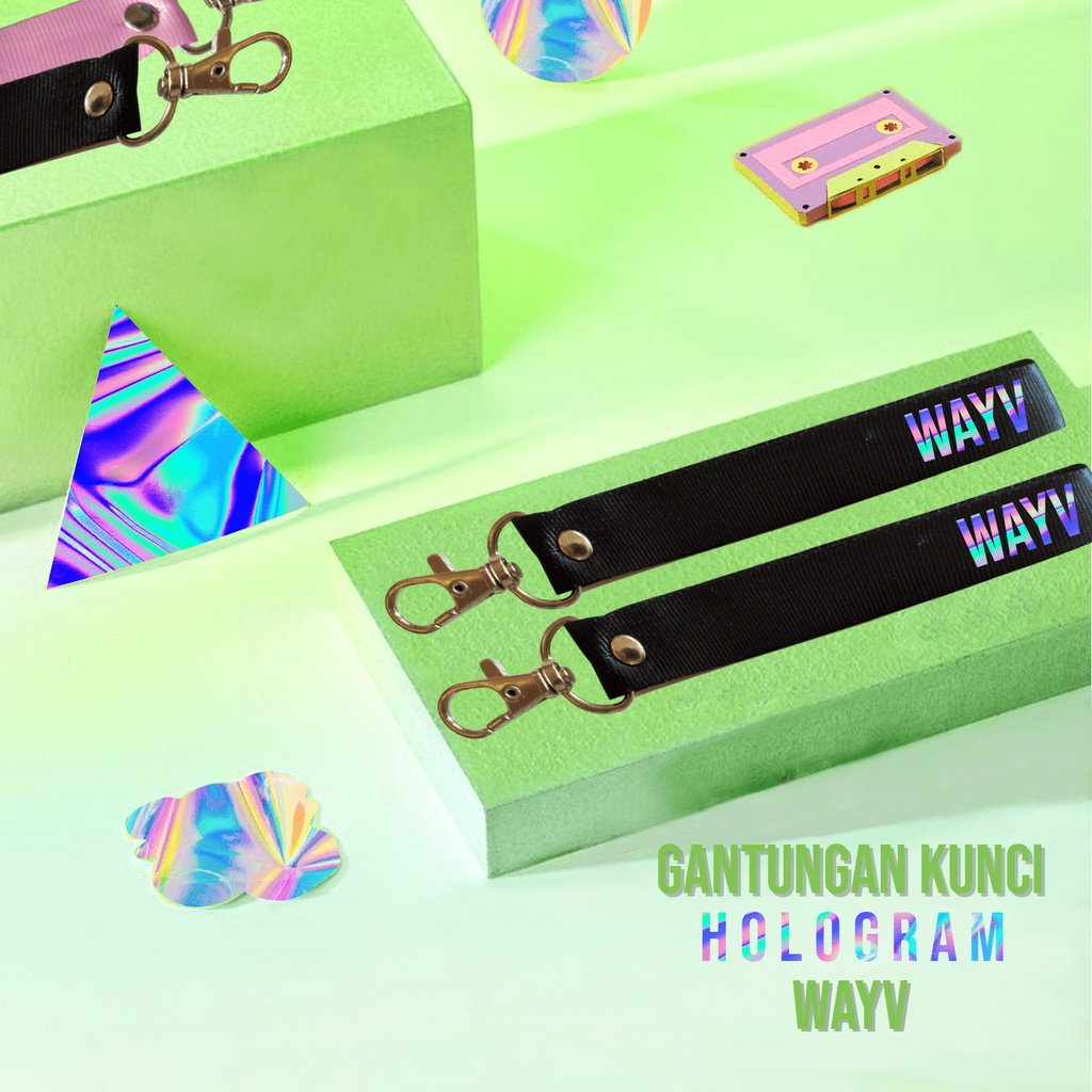 GANTUNGAN KUNCI WAYV HOLOGRAM FANMADE STRAP GANTUNGAN KUNCI HOLOGRAM WAYV MURAH