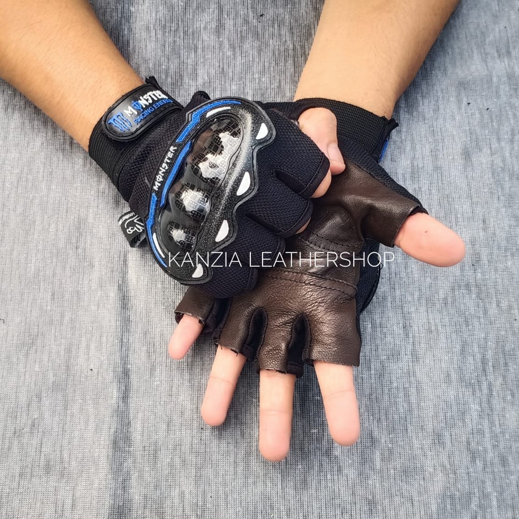 Kanzia Leathershop Sarung Tangan Motor KK Telapak Kulit