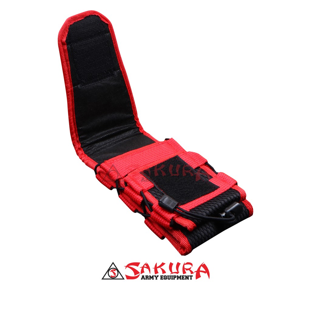 Tempat HP Tactical Jaring Warna Hitam Variasi Merah