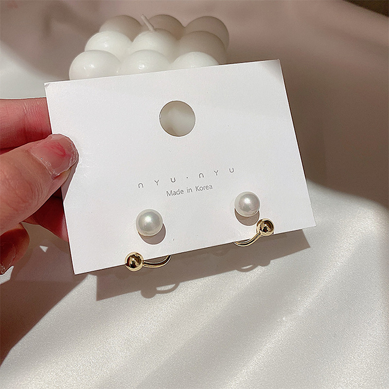 Anting Mutiara Gaya Gantung Belakang Desain Simple Korea Untuk Wanita Perhiasan Permen
