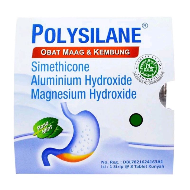 Polysilane Tablet Kunyah / 1 box  1 Strip 8 Tablet Isi 5 Pcs