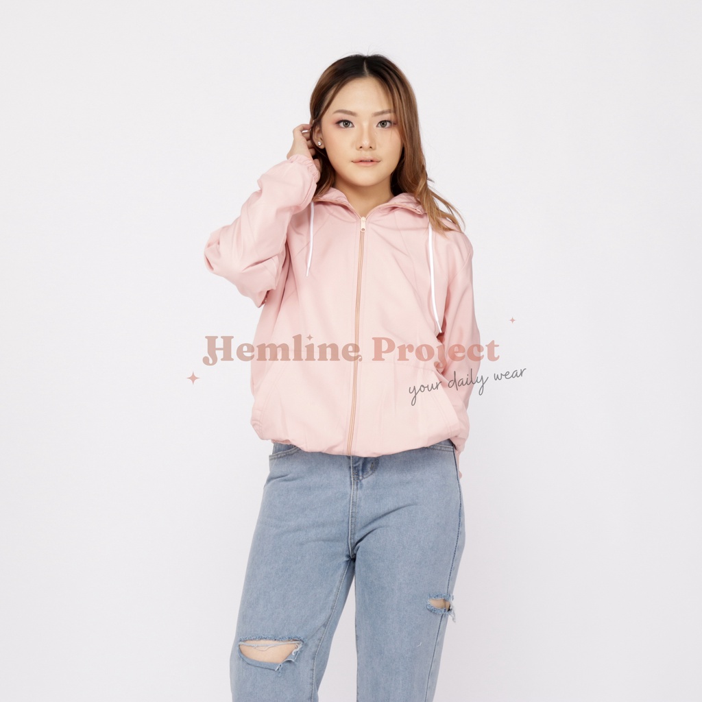 Aima Jaket Peach - Jaket Parasut Hoodie Wanita