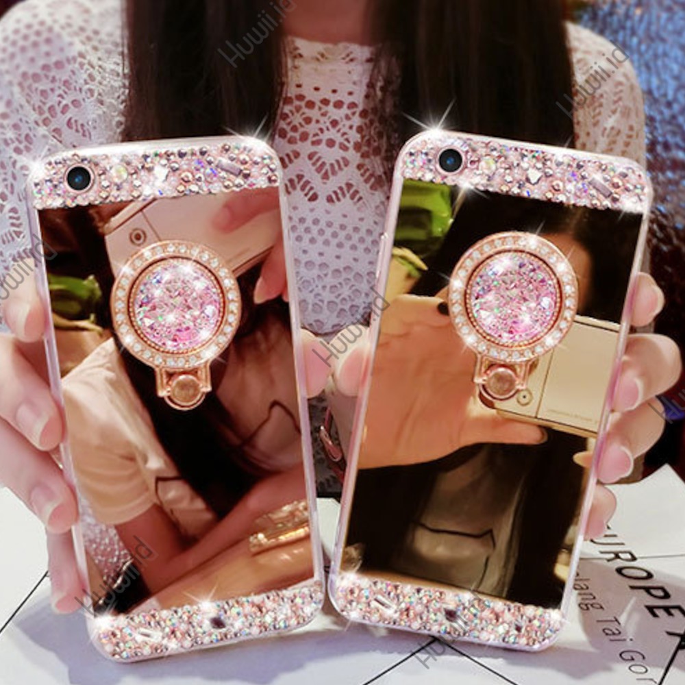 Mirror Diamond Ring Soft Case SAMSUNG J1 J2 J3 J4 J5 J6 J7 J8 Mini Grand Prime Pro Plus Core Ace Duo