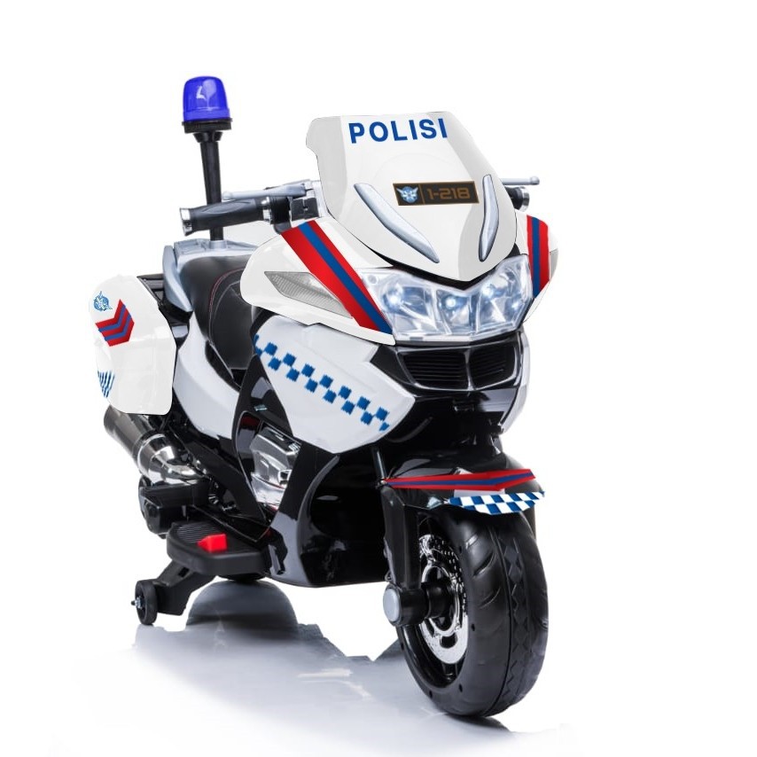 motor motoran mainan anak aki police yukita polisi jok kulit