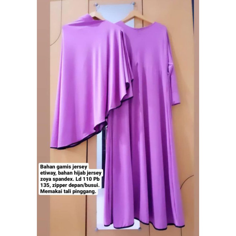 Gamis Jersey Warna Lilac / Jersey Etiway High Quality By Ranaya Fashion