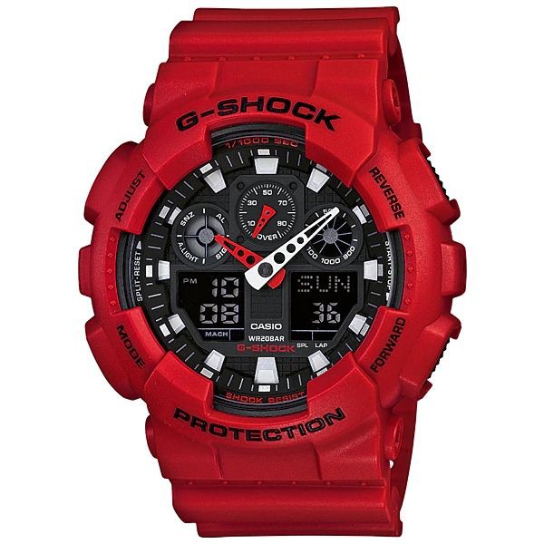 JAM TANGAN PRIA CASIO G-SHOCK GA-100B-4A ORIGINAL - GSHOCK GA100B MERAH