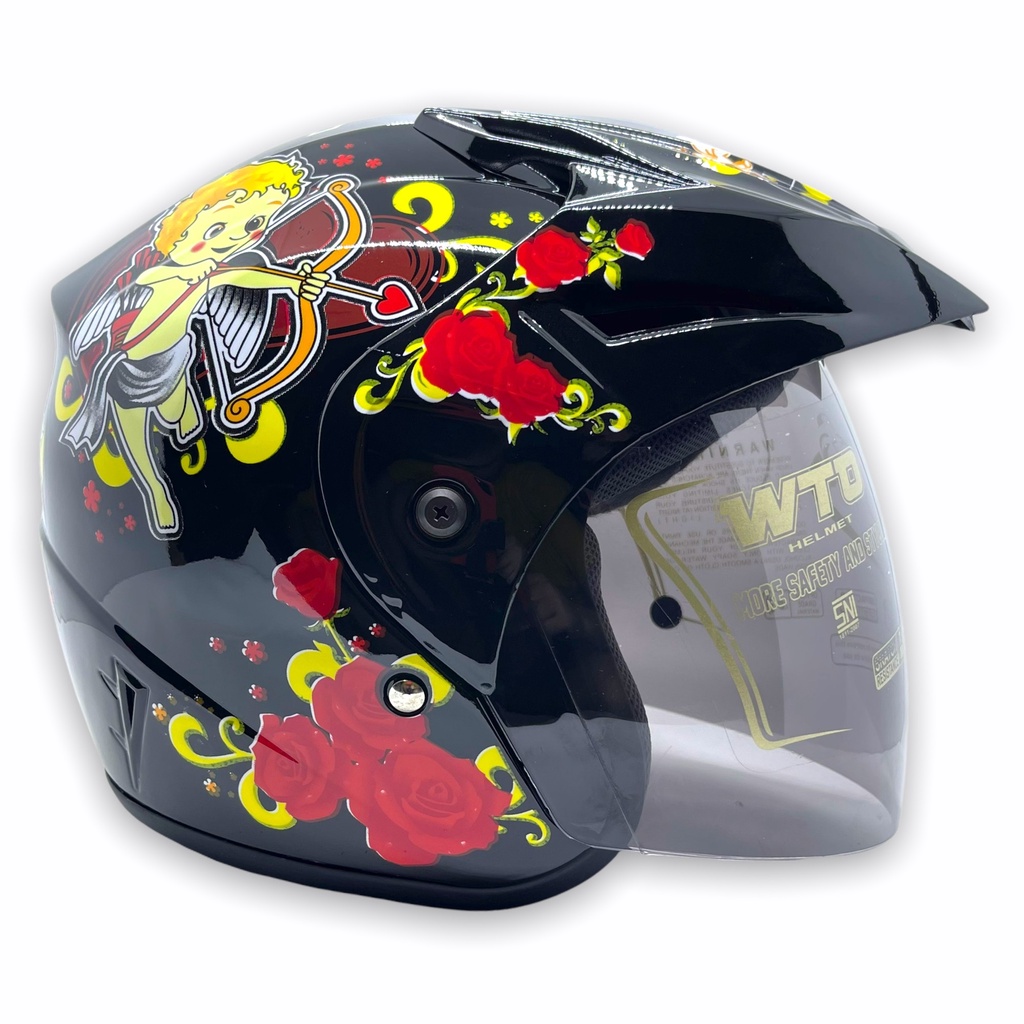 Helm WTO Z1R Pet - Little Cupid - Hitam - Half Face ALL SIZE