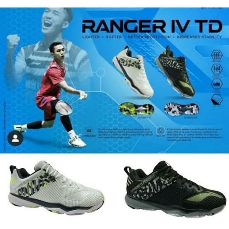 Sepatu Badminton LINING RANGER IV TD USED BY JOJO / JONATHAN CHRISTIE 100% ORIGINAL