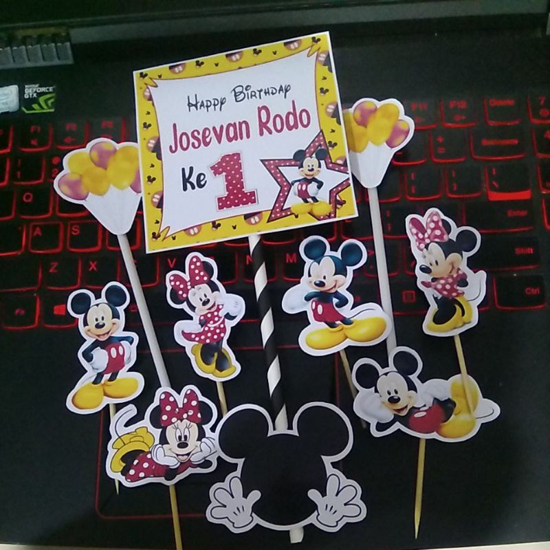 cake topper hiasan kue mickey mouse micky miki mini minnie