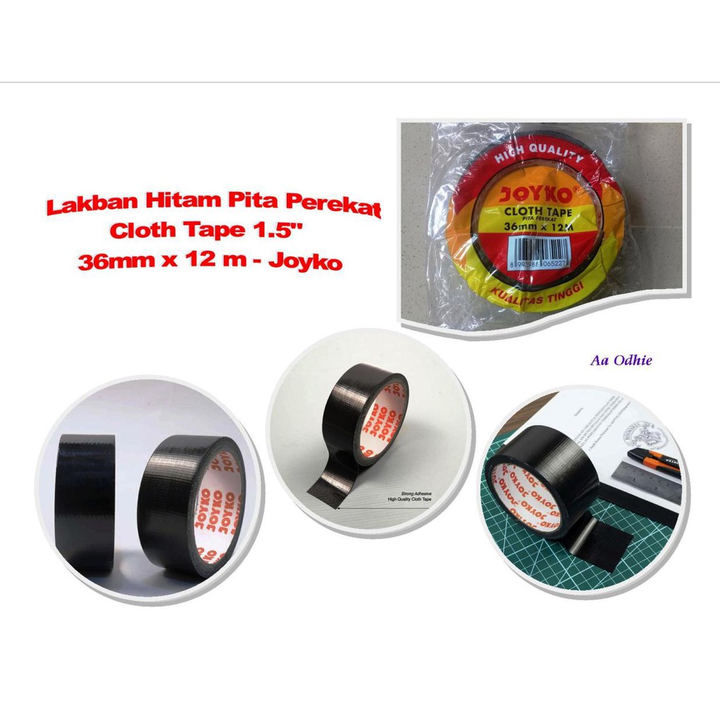 

Lakban Hitam Pita Perekat 1.5" 36mm x 12m Cloth Tape Joyko