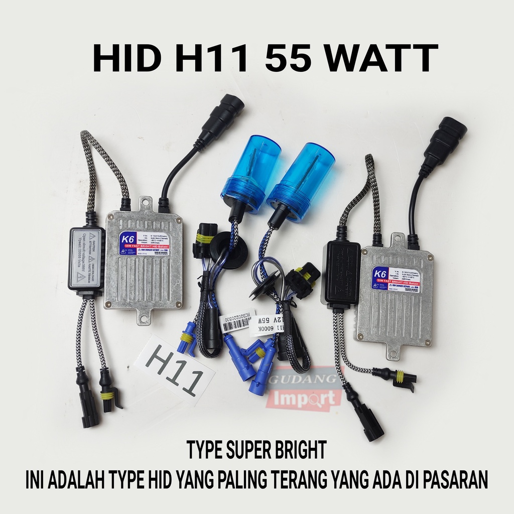 LAMPU HID MOBIL 55 WATT H4 H11 H1 H16 SUPER TERANG