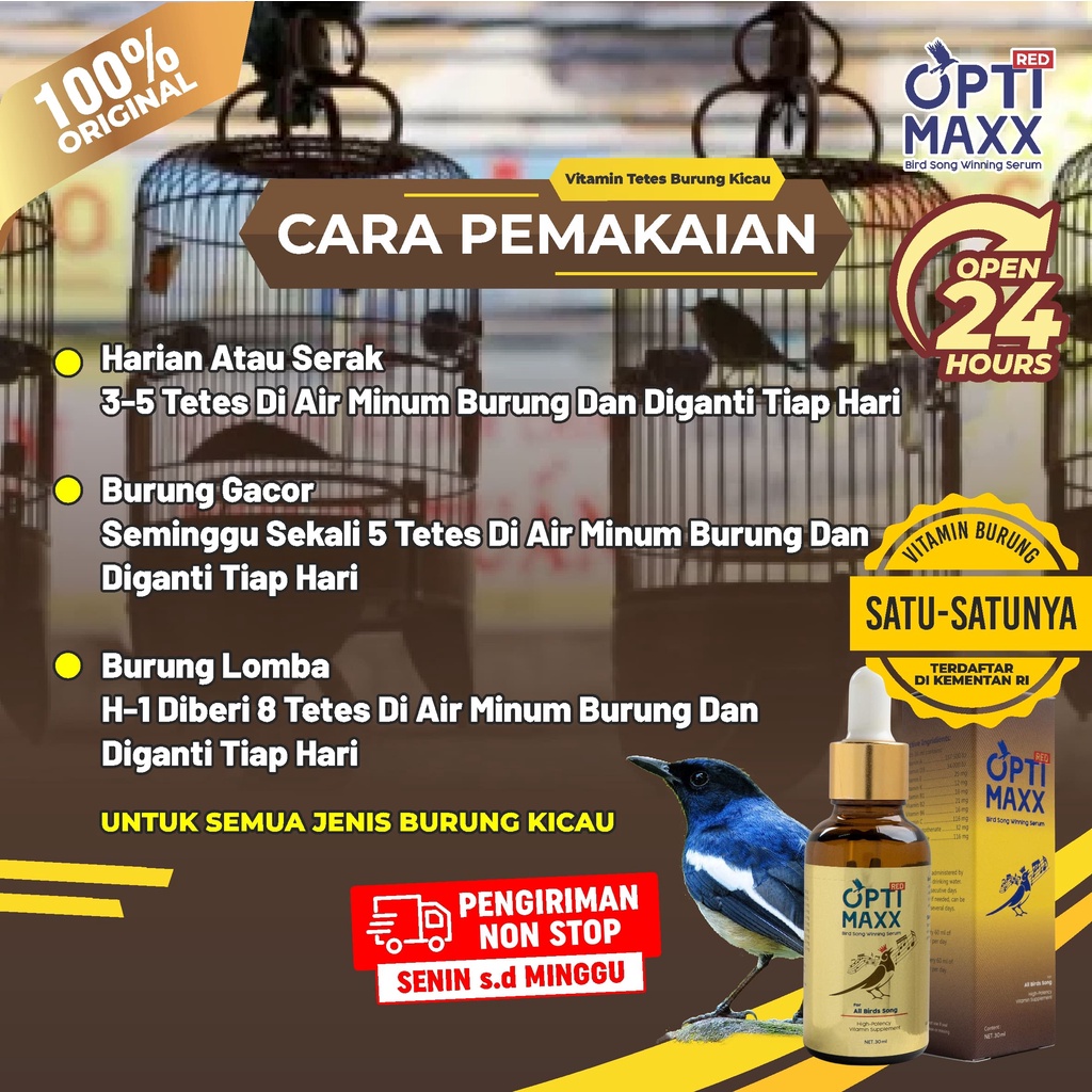 Optimaxx Vitamin  Burung Kicau Gacor Di Gantangan Lovebird Murai Batu  Kenari Kacer Kaos Mania