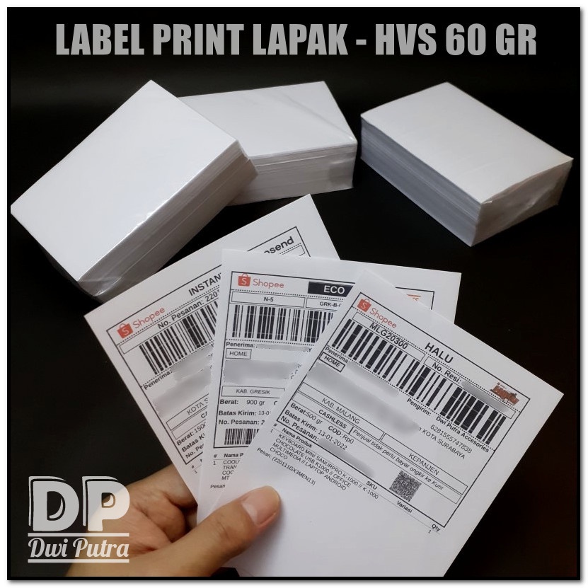 LABEL KERTAS HVS SETARA A6 10 x 16 CM // CETAK RESI PAKET PESANAN PRINT PRINTER LAPAK ONLINE // 70 60 GR 70GR 60GR