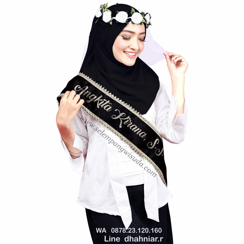 Selempang Wisuda Satin + RENDA bordir