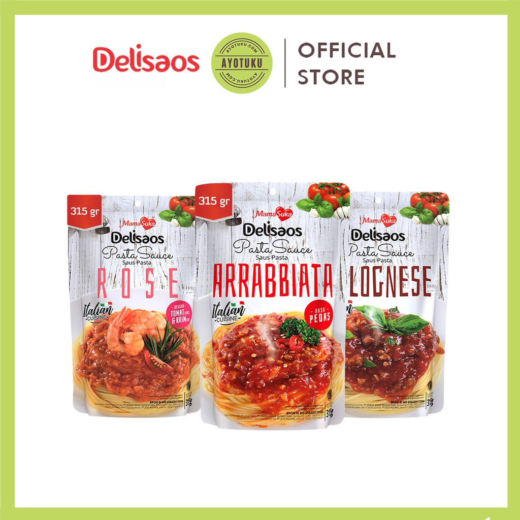 

Delisaos Mamasuka Arrabiata / Bolognes / Rose - saos pasta - pasta sauce
