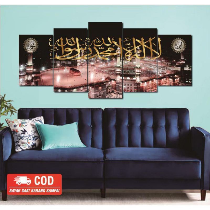 Kaligrafi Besar Hiasan Dinding Ruang Tamu Bahan Kanvas Ukuran 1,5 meter x 70 cm