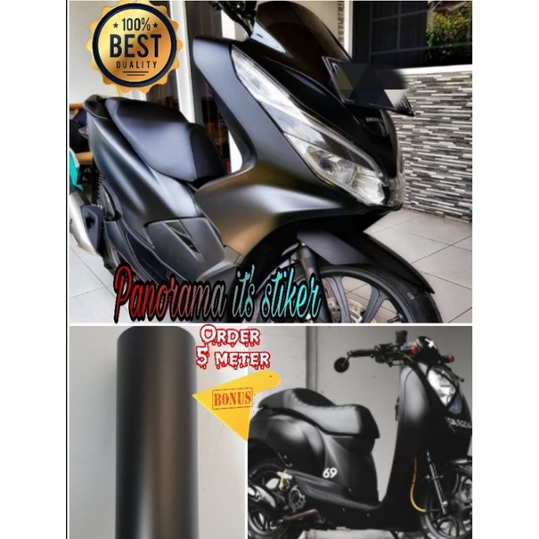 Stiker Skotlet/ scotlite hitam dop hitam matt setiker black chrom doff /sticker motor hitam metalik 