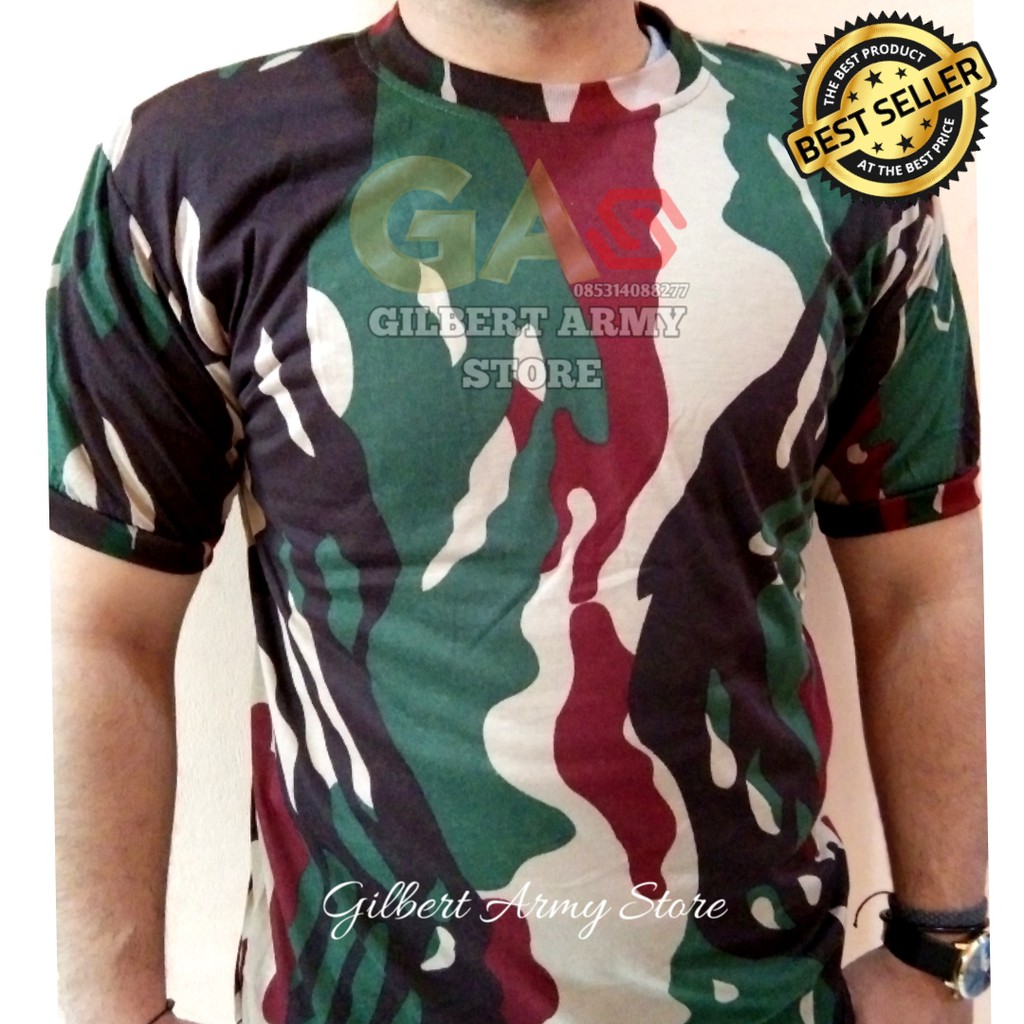 GILBERT ARMY STORE GROSIR Kaos Loreng  Lengan Pendek Pria daleman loreng Militer motif  camo nkri malvinas kopasus linud kostrad libanon tni au digital desert pixel