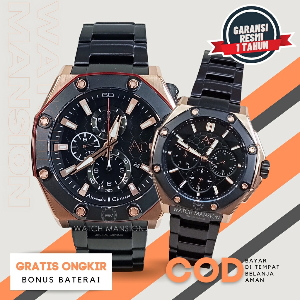 JAM TANGAN COUPLE ALEXANDRE CHRISTIE 9601 AC9601 STAINLESS STEEL ORIGINAL GARANSI 1 TAHUN