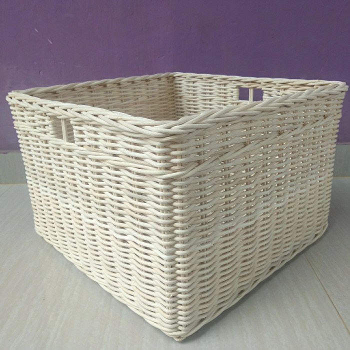 keranjang kotak persegi panjang rotan laci penyimpanan 40x40x28 cm