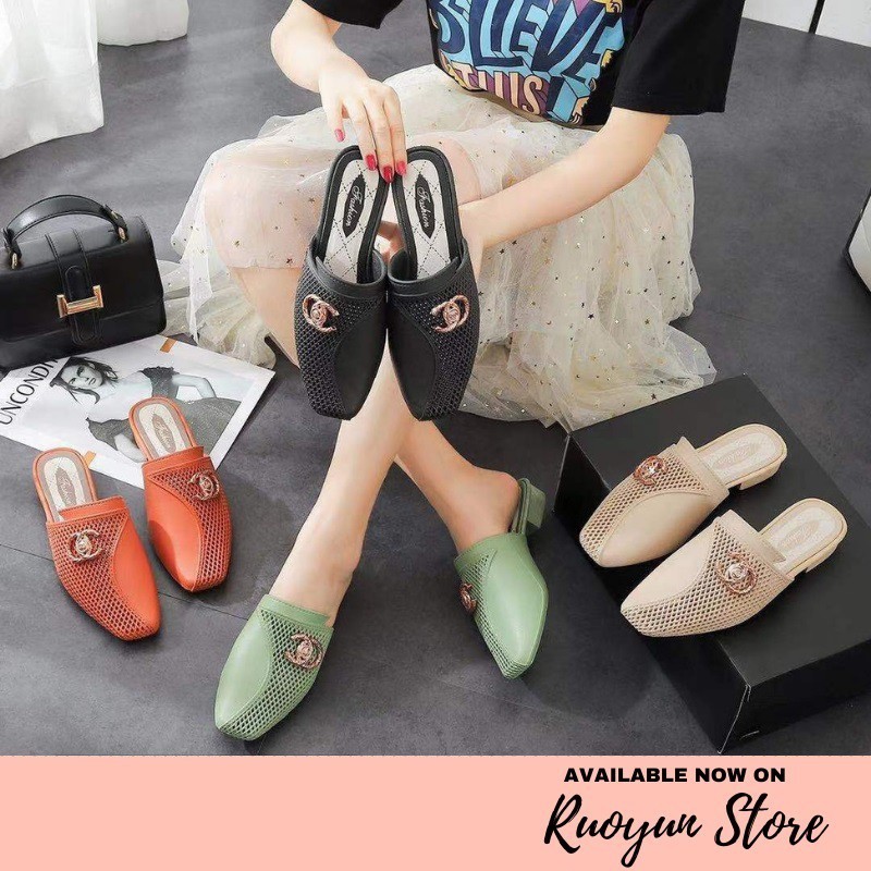 RYX - CC X Net Sepatu Mules Rubber Wanita Fashion Casual - Ori Import