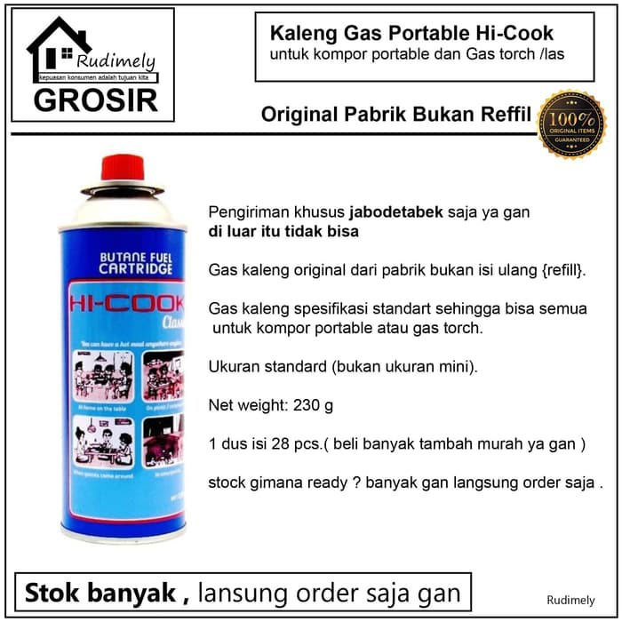 Grosir Kaleng Gas Portable Hi-Cook untuk kompor portable dan Gas torch