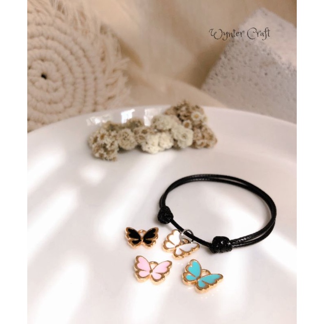 WA121 Butterfly Bracelet Gelang Hitam Charm Kupu Kupu by Wynter Craft