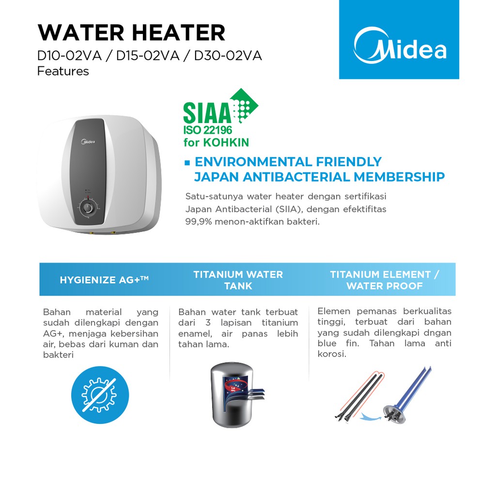 Midea D10-02VA Water Heater 10 Liter - Pemanas Air Midea D1002VA