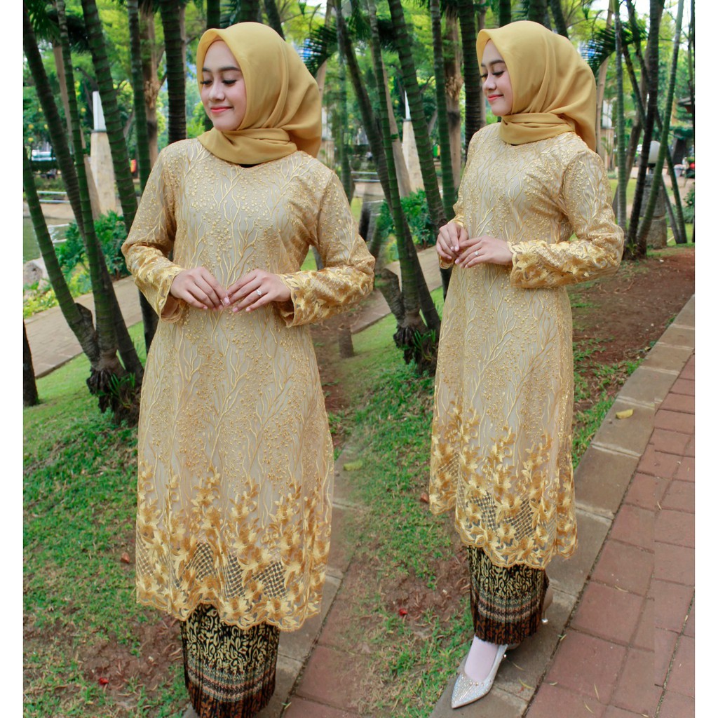 KEBAYA TUNIK TULLE PADANG SET ROK PLISKET/KEBAYA TULLE BORDIR MUTIARA/KEBAYA WISUDA/KEBAYA KONDANGAN