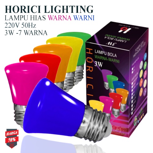 MEREK HORICI lampu bola/Lampu warna warni Led 1 set isi 7 pcs 7 warna / bola led warna warni 3w /Lampu Led Hias