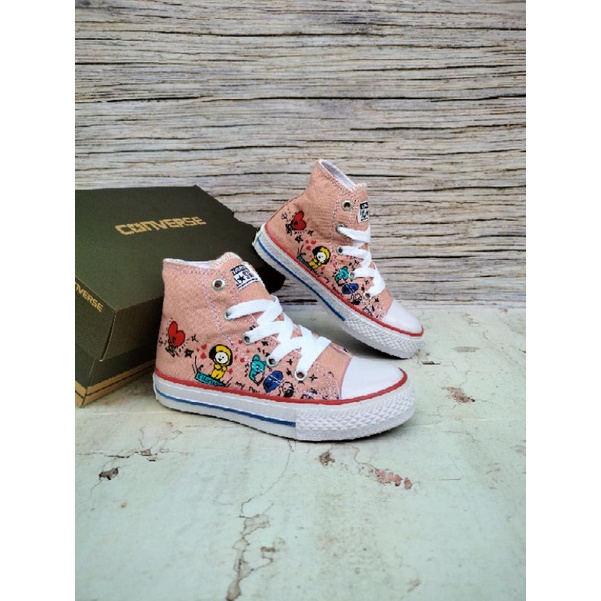 SEPATU CONVERSE ANAK BT21 PINK PREMIUM HIGH QUALITY SEPATU CONVERSE ANAK PEREMPUAN