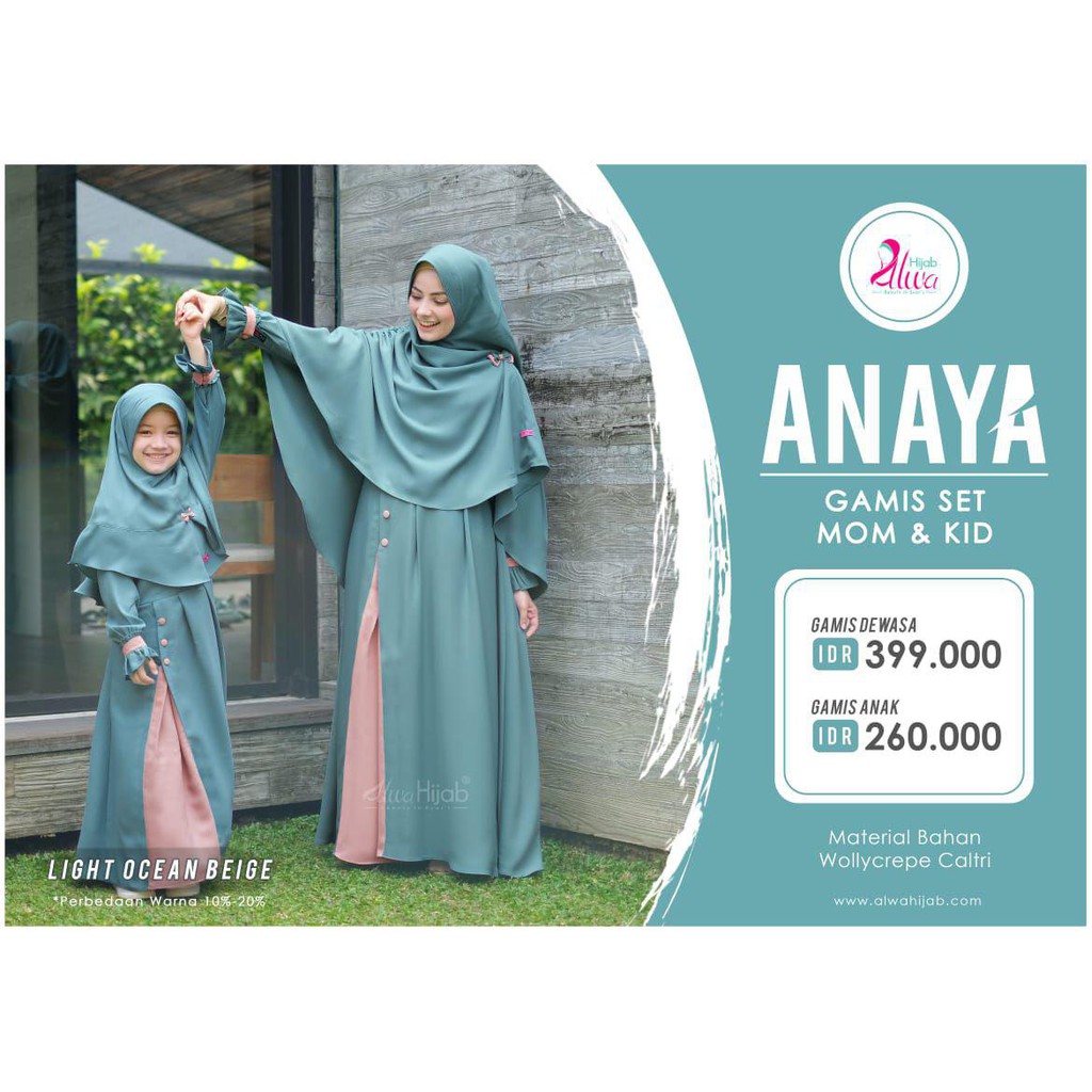 gamis sarimbit original alwa hijab anaya set syari (ibu dan anak)