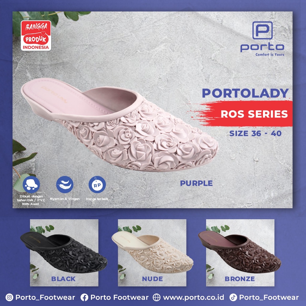 Sepatu Sandal Wanita Wedges Cantik Elegant Motif Bunga PORTO-ROS 36-40