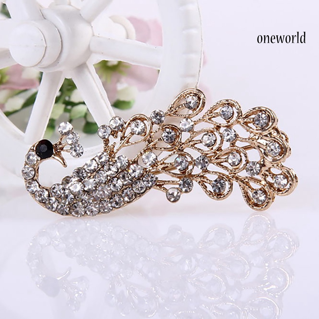 OW@ Brooch Pin Shiny Lovely Women Fashion Peacock Shape Collar Pin for Wedding