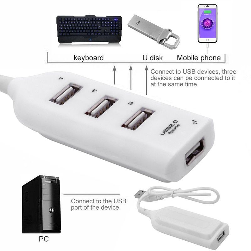 Portable USB Hub 2.0 4 Port aksesoris komputer Computer laptop notebook USB cabang USB HUB 2.0 Multi USB Port 4 Port Hub USB Splitter High Speed Hub Adapter For PC Laptop Notebook Computer Accessories USB 3.0 Hub 5Gbps High Speed Multi USB Splitter 3 Hab