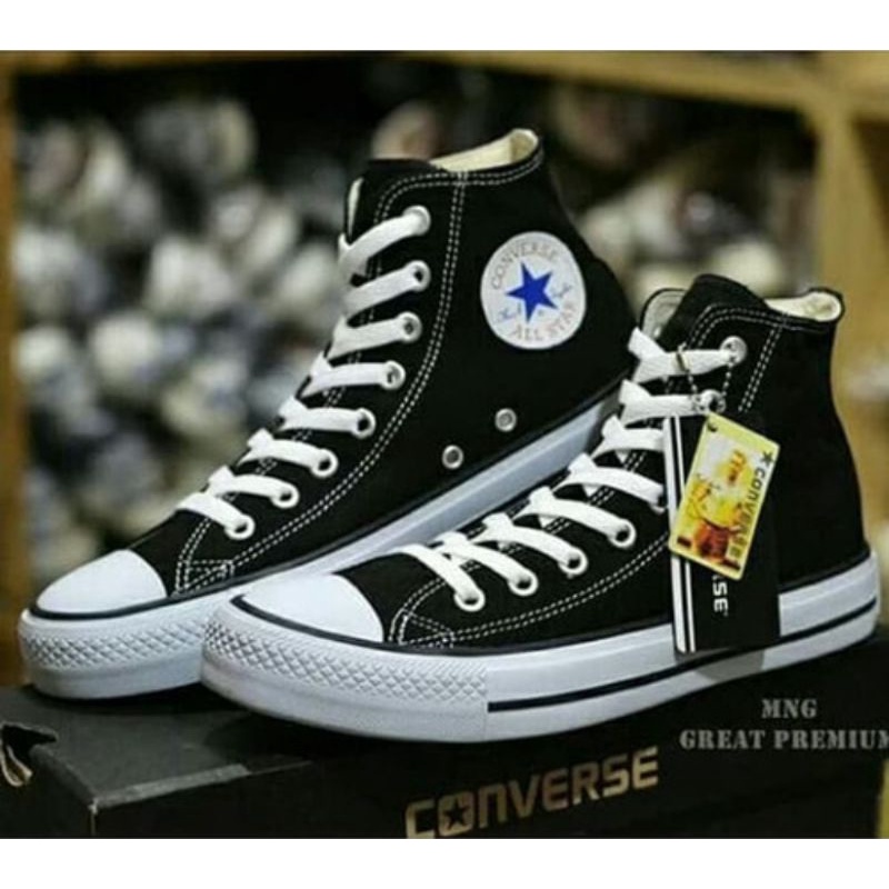 converse all star hitam sepatu sneakers sekolah / kerja / santai